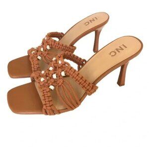 INC Benda Brown Sandals Braided Woven FabricHeels Women - SZ 6.5M - NEW: No Box
